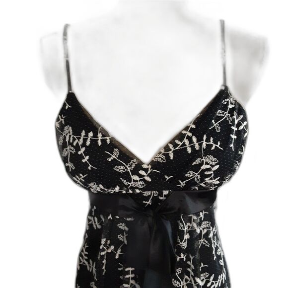 Taboo black embroidered lace ribbon dress XS fully lined party sundress - Picture 2 of 4
